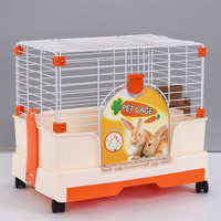 Small Pet Rabbit Cage Guinea Pig Crate Kennel With Potty Tray And Wheel