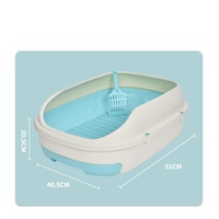 Medium Portable Cat Toilet Litter Box Tray with Scoop and Grid Tray