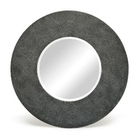 Round Wall Mirror with Croc Pattern Frame in Finish