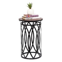 Elon Black Round Iron Side Table with Cross Legs and Top