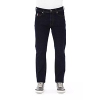 Regular Man Jeans with Logo Button and Tricolor Insert Men