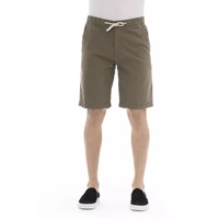 Solid Color Bermuda Shorts with Drawstring Closure Men