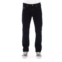 Regular Man Jeans with Logo Button and Tricolor Insert Men