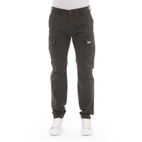 Solid Color Cargo Trousers with Zipper and Button Closure Men