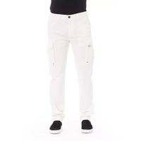 Solid Color Cargo Trousers with Zipper and Button Closure Men