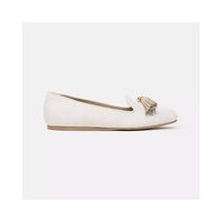 Tassel Beige Silk Loafers Women