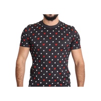 Gorgeous Dolce & Gabbana Dark Gray Hearts Print T-Shirt Men