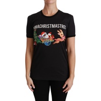 Crewneck Short Sleeve T-shirt with Black #ImAChristmasTree Print Women