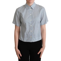 Polka Dot Collared Shirt - Blue Women