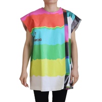 Dolce & Gabbana Sleeveless Blouse with Multicolor TV Print Women