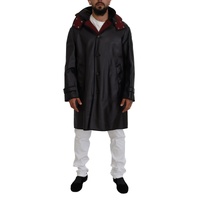 Hooded Parka Coat with Button Closure and Logo Details Men