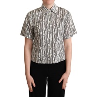 Floral Design Cotton Polo with Collar and Button Placket Women