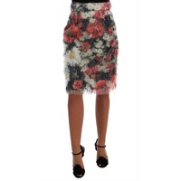 Floral Pencil Skirt with High Waist and Logo Details Women