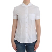John Galliano White Cotton Stretch Shortsleeve Shirt Top Women