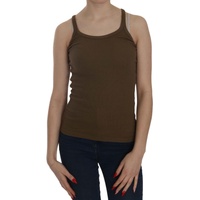 Brown Round Neck Sleeveless Spaghetti Strap Top Blouse Women