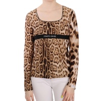 Roberto Cavalli Long Sleeve Round Neck Leopard Top Women
