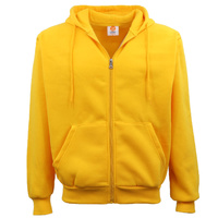 Adult Unisex Zip Plain Fleece Hoodie Hooded Jacket Mens Sweatshirt Jumper XS-8XL, Yellow