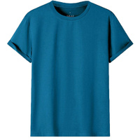 Adult 100% Cotton T-Shirt Unisex Men's Basic Plain Blank Crew Tee Tops Shirts, Aqua