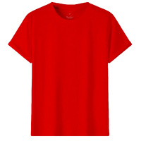 Adult 100% Cotton T-Shirt Unisex Men's Basic Plain Blank Crew Tee Tops Shirts, Red
