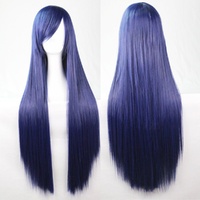 New 80cm Straight Sleek Long Full Hair Wigs w Side Bangs Cosplay Costume Womens