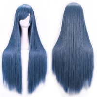 New 80cm Straight Sleek Long Full Hair Wigs w Side Bangs Cosplay Costume Womens