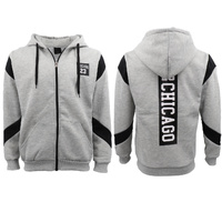 Men's Fleece Zip Up Hoodie Shirt Chicago Bulls 23 Michael Jordan Sweat Jacket, Light Grey