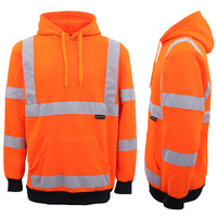 HI VIS Hooded Safety Jumper Hoodie Sweatshirt Tradie Workwear Fleece Jacket Coat, Fluro Orange