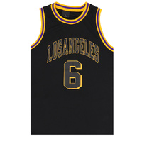 New Men's Basketball Jersey Sports T Shirt Tee Vest Tops Gym Chicago Los Angeles, Black - Los Angeles 6