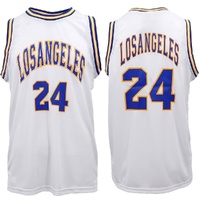 New Men's Basketball Jersey Sports T Shirt Tee Vest Tops Gym Chicago Los Angeles, White - Los Angeles 24