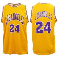 New Men's Basketball Jersey Sports T Shirt Tee Vest Tops Gym Chicago Los Angeles, Yellow - Los Angeles 24