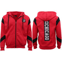 Men's Fleece Zip Up Hoodie Shirt Chicago Bulls 23 Michael Jordan Sweat Jacket, Red