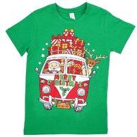 New Funny Adult Xmas Christmas T Shirt Tee Mens Womens 100% Cotton Jolly Ugly, Santa Drive Kombi (Green)
