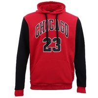 Men's Fleece Pullover Hoodie Jacket Chicago Bulls 23 Michael Jordan Sweat Shirt, Red