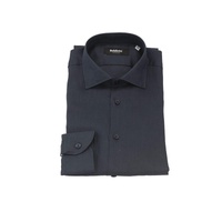 Slim Fit Button-Front Shirt with Italian Collar and Logo Insert