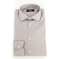 Slim Fit Button Front Shirt with Italian Collar and Logo Insert