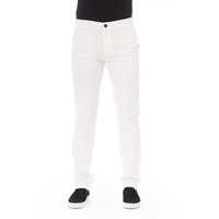 Solid Color Chino Trousers with Zipper and Button Closure