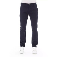 Solid Color Chino Trousers with Zipper and Button Closure