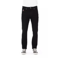 Regular Man Jeans with Logo Button and Tricolor Insert