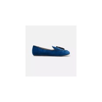 Handmade Unisex Charles Philip Loafers with Dark Blue Silk Fabric and Tassel