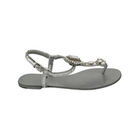 Gorgeous Dolce &amp; Gabbana Silver Sandals with Metal Detailing and Crystals