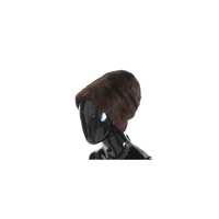 Gorgeous Dolce &amp; Gabbana Brown Weasel Fur Beanie with Gray Cashmere Lining