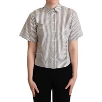 Striped Cotton Polo with Collar and Buttons
