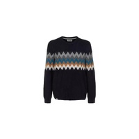 Multicolored Zig-Zag Pattern Crew Neck Sweater by Fred Mello