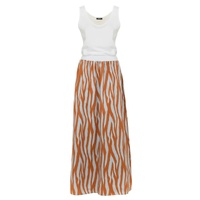 Streaked Pattern White Dress for Women