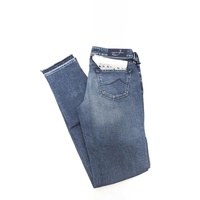 Logo-Embellished Slim Jeans with Fringed Hem