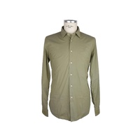 Mens Long-Sleeved Cotton Shirt with Logo Detail