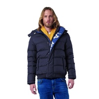 Mens Nylon Sports Jacket with Hood and Water-Repellent Surface Treatment