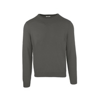 Luxury Anthracite Wool and Cashmere Round Neck Sweater