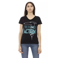 Short Sleeve T-shirt with V-neck and Front Print