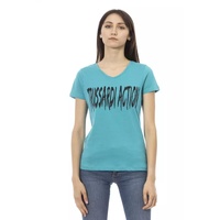 Short Sleeve T-shirt With V-neck and Front Print